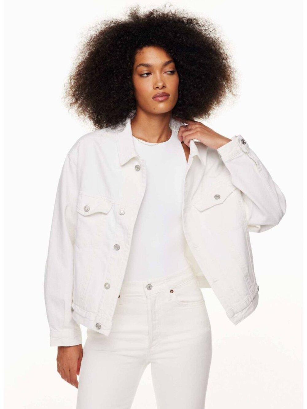 Agolde Womens White Organic Cotton Denim Jacket Size M